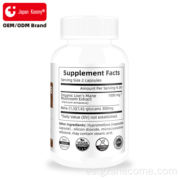 Shecome Lions Mane Capsules Apoyo al enfoque cognitivo